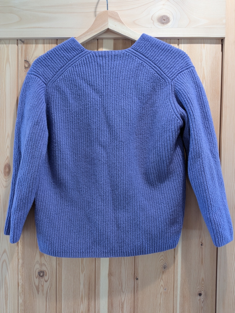 Wilfred Aritzia Merino Wool Sweater Purple Ribbed V-Neck Cropped 3/4 Sleeve - Picture 4 of 7
